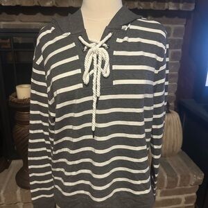 Striped Gray and White Women's Sweater